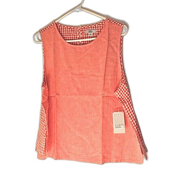 Blouse Linen 55% Red White Check Size XL NWT - Picture 1 of 8